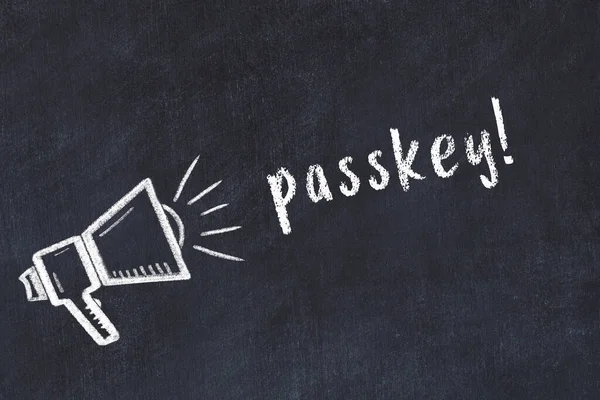 Hoparlör çizimi ve yazıt şifresi olan siyah karatahta