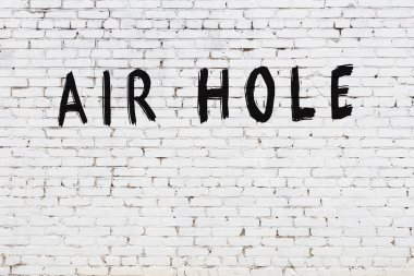 Siyah boyayla yazılmış beyaz tuğlalı bir duvar.