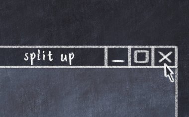 Tarayıcı penceresini kapatırken, sayfa başlığı yazıtı bölünmüş tebeşir çizimi  