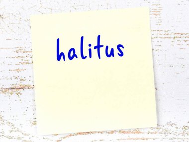 Tahta duvardaki sarı yapışkan notta el yazısıyla yazılmış halitus.