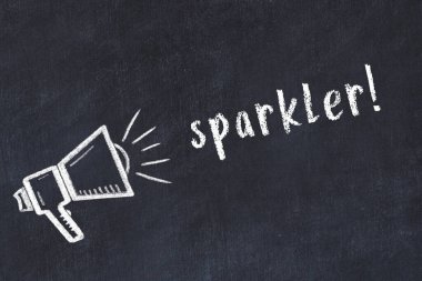 Hoparlör çizimi ve yazıt maytaplı siyah karatahta