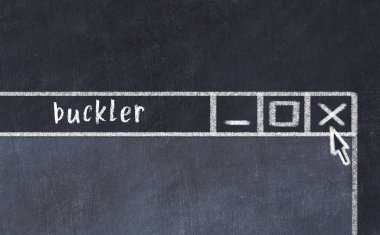 Tarayıcı penceresini sayfa başlığı yazma kopçasıyla kapatmanın tebeşir çizimi  