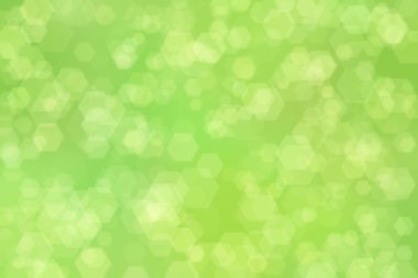 Altıgen şekilli bokeh benekli yeşil soyut odaklanmış arkaplan