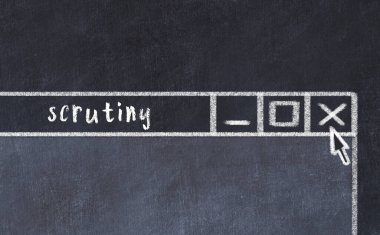 Tarayıcı penceresini sayfa başlığı incelemesi ile kapatmanın tebeşir çizimi  