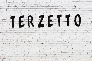 Beyaz tuğlalı duvar. Üzerinde siyah boya yazılı terzetto yazılıydı.