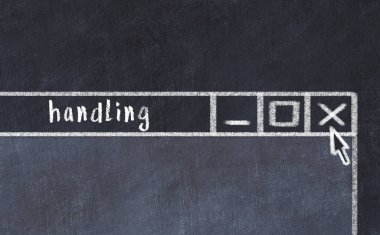 Tarayıcı penceresinin sayfa başlığı yazma işlemiyle kapatılmasının tebeşir çizimi  