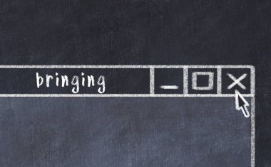 Tarayıcı penceresini başlık getirilerek kapatılıyor. Tebeşir çizimi. Sorunlarla başa çıkma kavramı