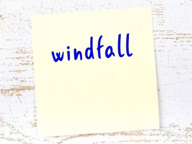 Tahta duvardaki sarı yapışkan notta el yazısıyla yazılmış talih kuşu yazıyor.