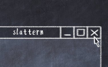 Tarayıcı penceresini sayfa başlığı yazma slattern ile kapatmanın tebeşir çizimi  