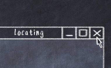 Tarayıcı penceresinin sayfa başlığı yazıtlarıyla kapatılmasının tebeşir çizimi  