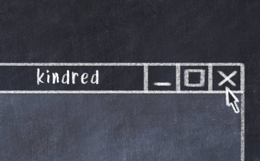 Tarayıcı penceresinin sayfa başlığı yazma benzerliğiyle kapatılmasının tebeşir çizimi  