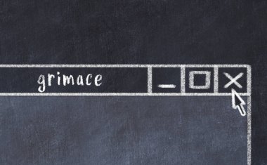 Tarayıcı penceresini sayfa başlığı yazısıyla kapatmanın tebeşir çizimi  