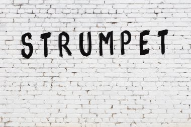 Beyaz tuğlalı duvar. Siyah boyalı el yazısı bir fahişe.