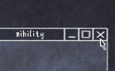 Tarayıcı penceresinin sayfa başlığı yazma hiçliği ile kapatılmasının tebeşir çizimi  