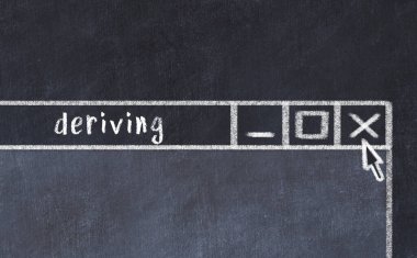 Tarayıcı penceresinin sayfa başlığı yazısıyla kapatılmasının tebeşir çizimi  