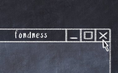 Tarayıcı penceresini başlık sevgisi ile kapatılıyor. Tebeşir çizimi. Sorunlarla başa çıkma kavramı