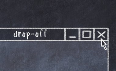 Tarayıcı penceresini başlık bırakma ile kapatılıyor. Tebeşir çizimi. Sorunlarla başa çıkma kavramı