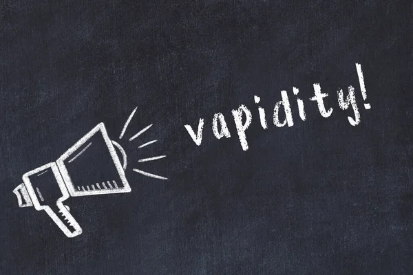 Hoparlörün tebeşir çizimi ve siyah masanın üzerine el yazısıyla yazılmış yazması boşluk.