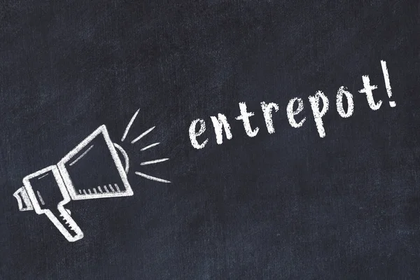 Hoparlör çizimi ve yazıt girişi olan siyah karatahta