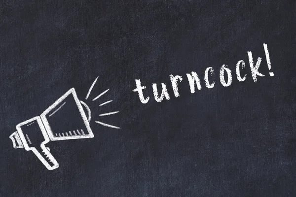 Hoparlörlerin tebeşir çizimi ve siyah masanın üzerine el yazısıyla yazılmış yazması.