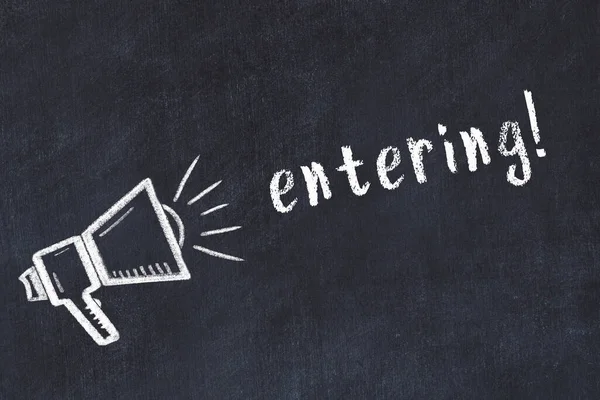 Hoparlör çizimi ve yazı girilen siyah karatahta