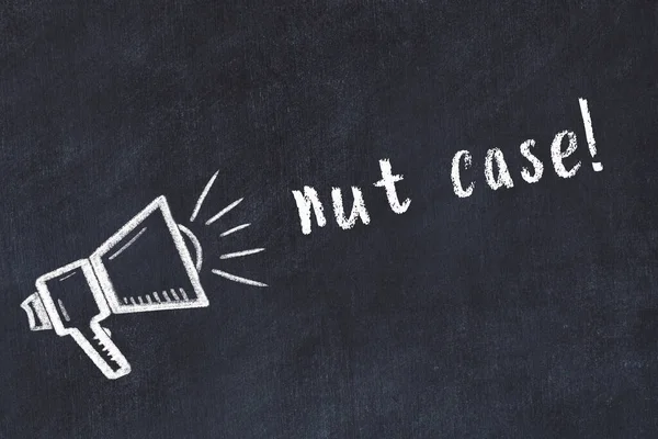 Hoparlörün tebeşir çizimi ve siyah masanın üzerine el yazısıyla yazılmış çatlak yazı.