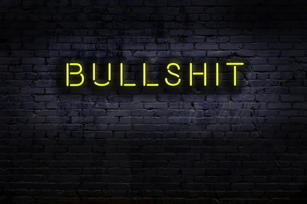 Neon Sign Brick Wall Night Inscription Bullshit — 스톡 사진