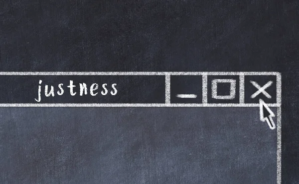 Tarayıcı penceresini sayfa başlığı yazma sadeliğiyle kapatmanın tebeşir çizimi  