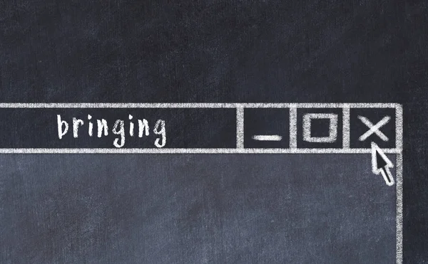 Tarayıcı penceresini başlık getirilerek kapatılıyor. Tebeşir çizimi. Sorunlarla başa çıkma kavramı