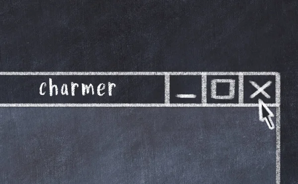 Tarayıcı penceresini sayfa başlığı yazıcı ile kapatmanın tebeşir çizimi  