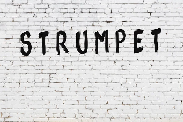 Beyaz tuğlalı duvar. Siyah boyalı el yazısı bir fahişe.