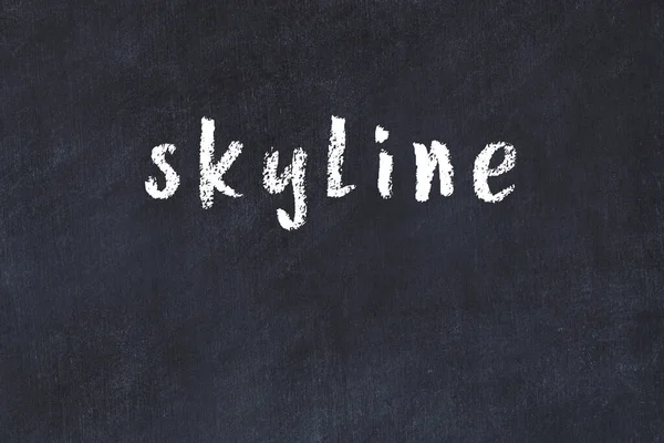 Giz Manuscrito Skyline Inscrição Mesa Preta — Fotografia de Stock