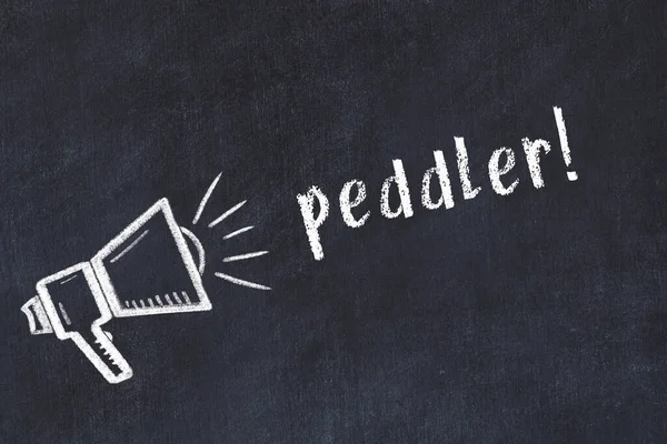 Hoparlör ve yazı işçisi çizimli siyah karatahta