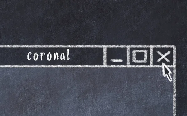 Tarayıcı penceresini başlık koronal ile kapatılıyor. Tebeşir çizimi. Sorunlarla başa çıkma kavramı