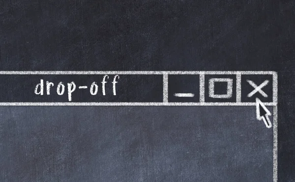 Tarayıcı penceresini başlık bırakma ile kapatılıyor. Tebeşir çizimi. Sorunlarla başa çıkma kavramı