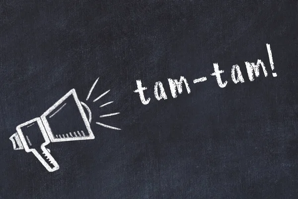 Schwarze Tafel Mit Zeichnung Eines Lautsprechers Und Inschrift Tam Tam — Stockfoto
