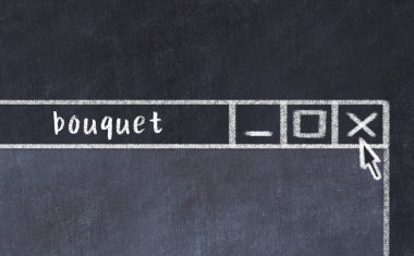 Tarayıcı penceresini sayfa başlığı yazma buketiyle kapatmanın tebeşir çizimi  