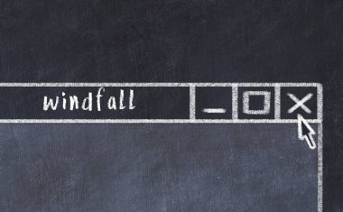 Tarayıcı penceresini sayfa başlığı yazıtlarıyla kapatmanın tebeşir çizimi  