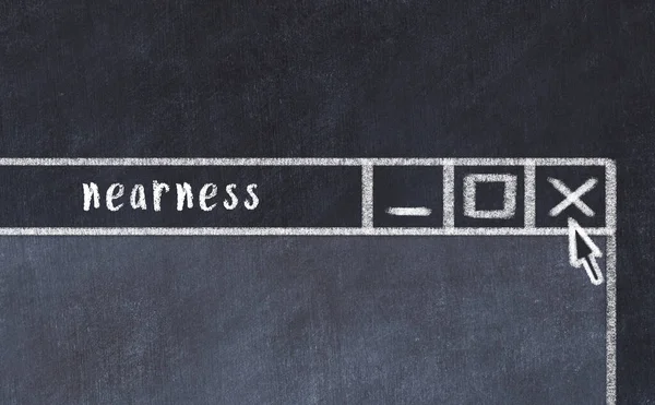 Tarayıcı penceresinin sayfa başlığı yazıtı yakınlığı ile kapatılmasının tebeşir çizimi  