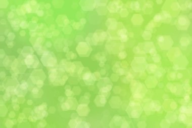 Altıgen şekilli bokeh benekli yeşil soyut odaklanmış arkaplan
