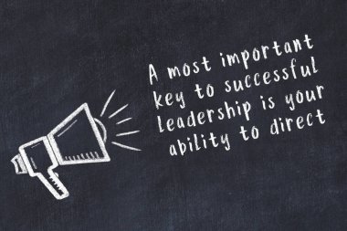 Bilge motivasyonel yazıtlı siyah karatahtaya hoparlör çizimi