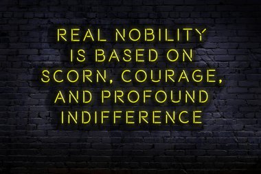 Tuğla duvardaki bilgece alıntıların neon yazıları üzerine gece görüşü