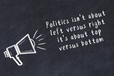 Bilge motivasyonel yazıtlı siyah karatahtaya hoparlör çizimi