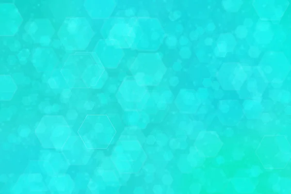 blue and green abstract defocused background with hexagon shape bokeh spots