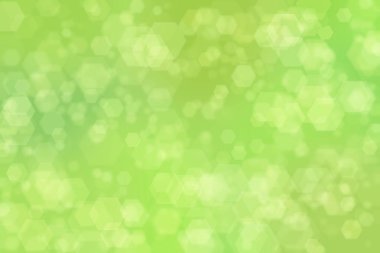 Altıgen şekilli bokeh benekli yeşil soyut odaklanmış arkaplan