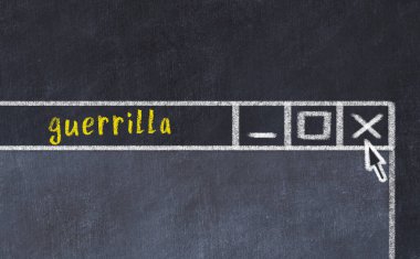 Tarayıcı penceresinin sayfa başlığı yazma gerillası ile kapatılmasının tebeşir çizimi  