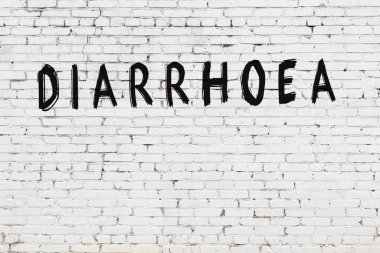 Beyaz tuğla duvara siyah boya ile yazılmış ishal..