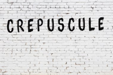 Beyaz tuğla duvara siyah boya ile yazılmış krepuscule..