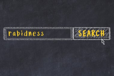 Siyah karatahtaya arama motoru çiziliyor. Kuduz arama kavramı