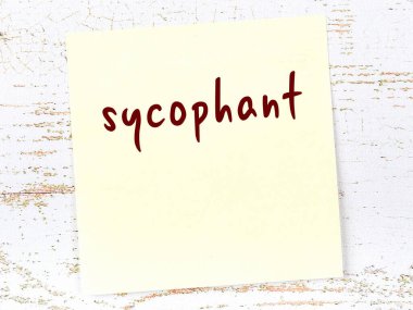 Tahta duvardaki sarı yapışkan notta el yazısı dalkavuk yazması var.